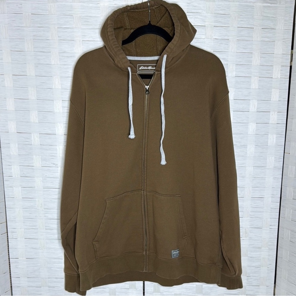 Eddie Bauer Brown Full Zip Casual Medium Weight Hoodie Front‎ Pockets Size Large